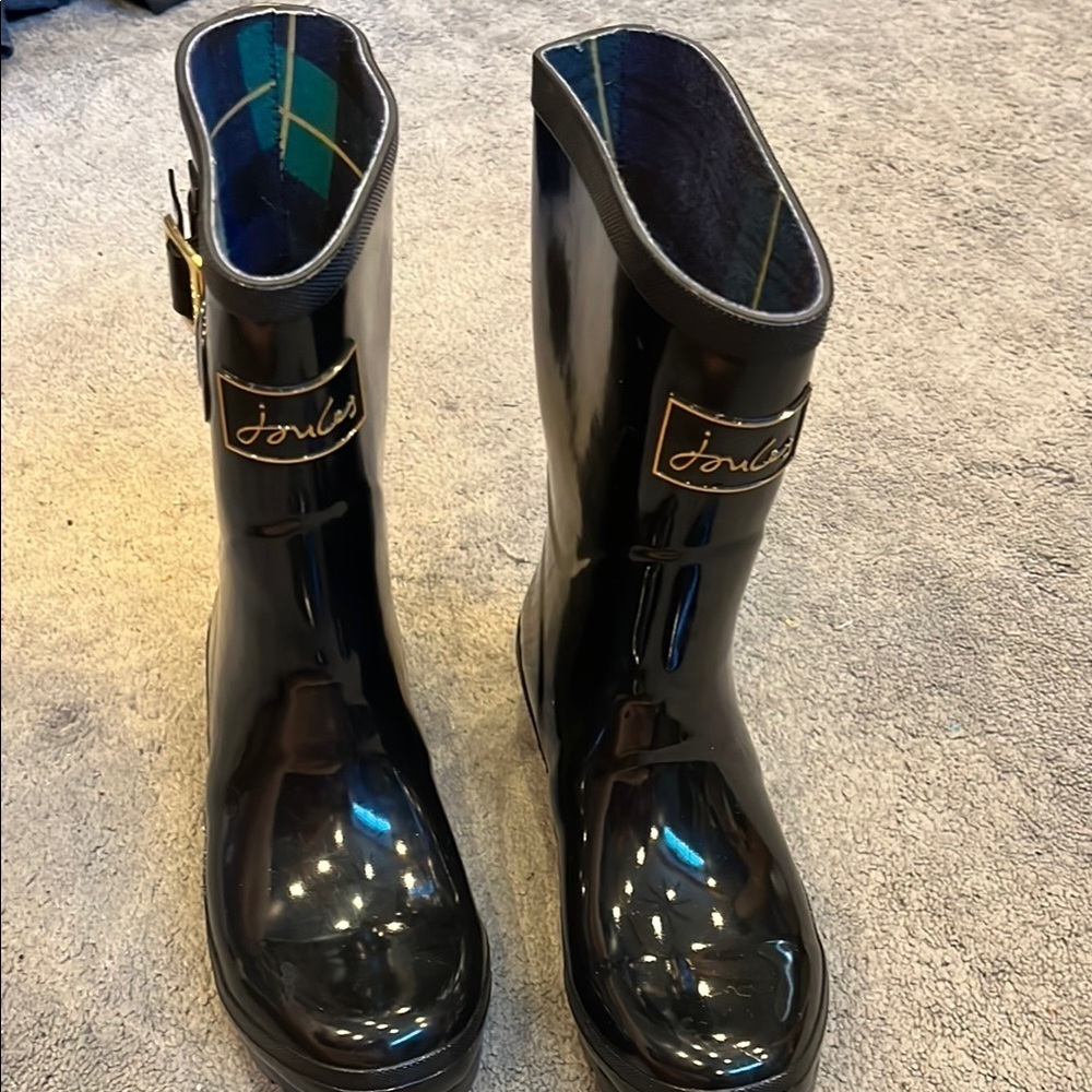 Joules Kelly Welly Black Glossy Rain Boots with Buckle US 5 UK 3 - Picture 4 of 16